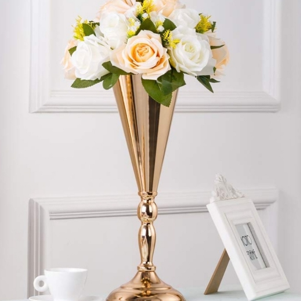 Set of 2 Metal Trumpet Vase | Trumpet Vases For Centerpieces